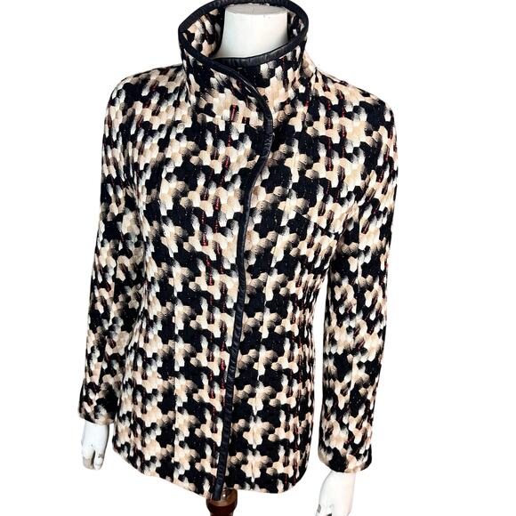 Liliu Jacket blazer Size 6 tweed plaid houndstooth high neck retro old money - Picture 13 of 16